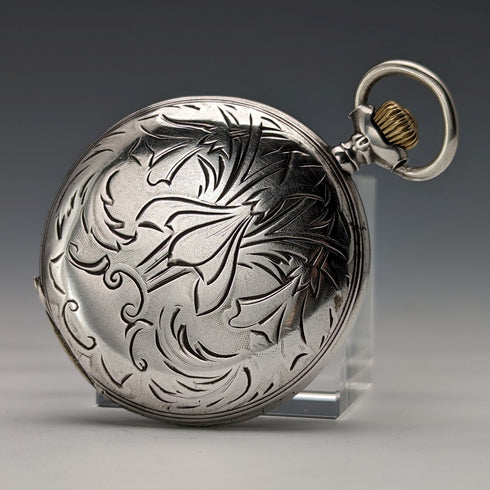 Circa 1910 Antique Omega Pocket Watch Silver Side Hunter Case Good Working Condition